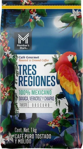 Café tostado y molido Gourmet 3 Regiones Member's Mark 1 kg