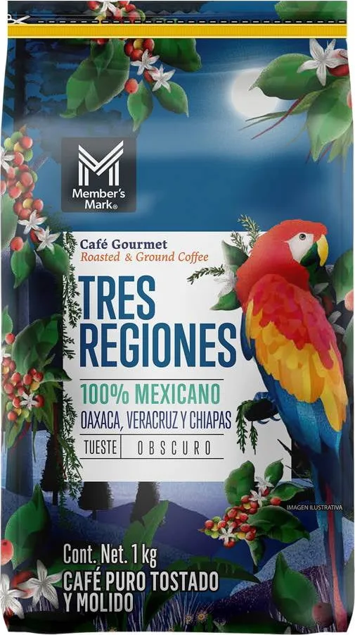 Café tostado y molido Gourmet 3 Regiones Member's Mark 1 kg