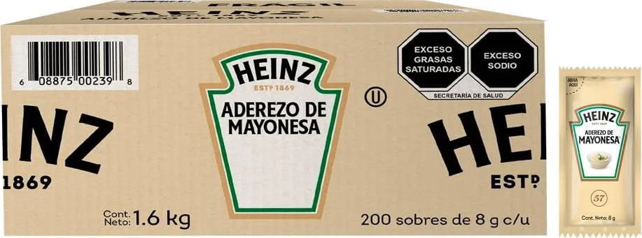 Mayonesa en porciones Heinz 200 porciones de 8 g