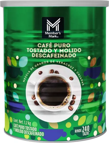 Café puro tostado y molido descafeinado Member's Mark 1.2 kg