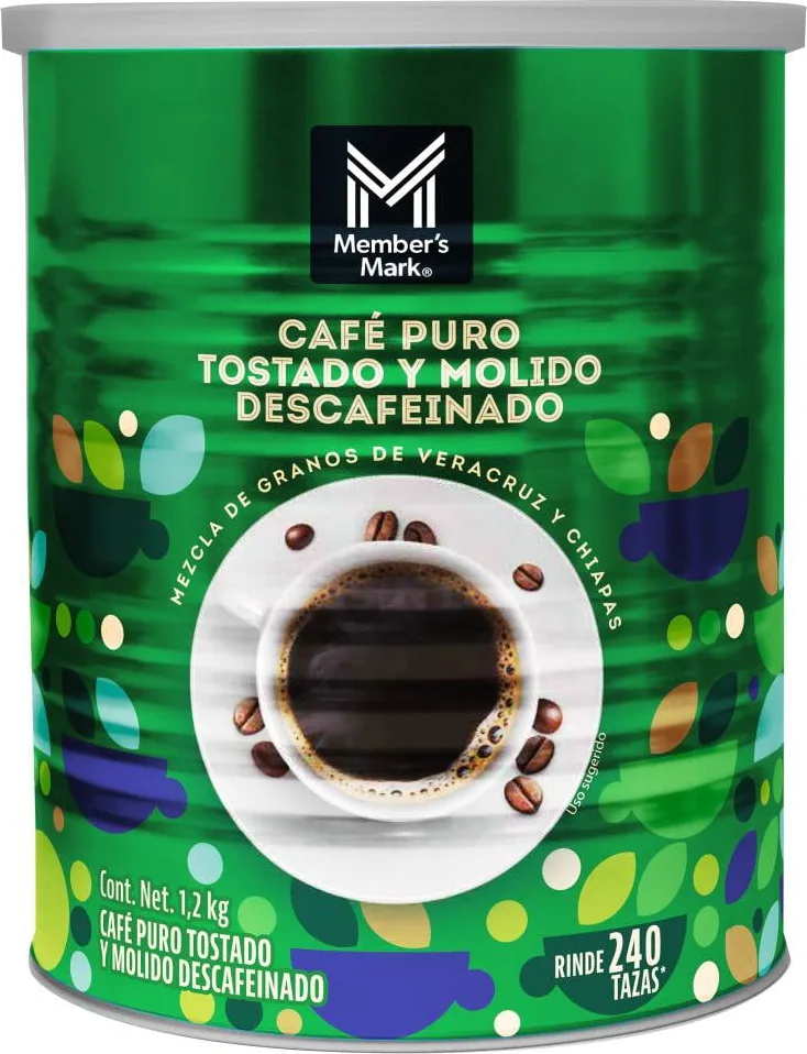 Café puro tostado y molido descafeinado Member's Mark 1.2 kg