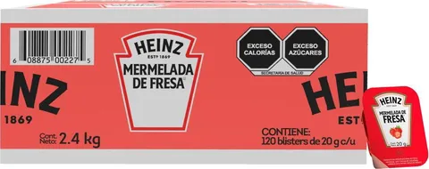 Mermelada de fresa en porciones Heinz 120 porciones de 20 g